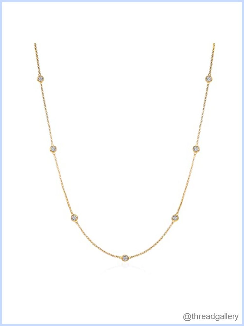 Gold Plated Brass Cubic Zirconia Chain Necklace 32 Inch with Extender